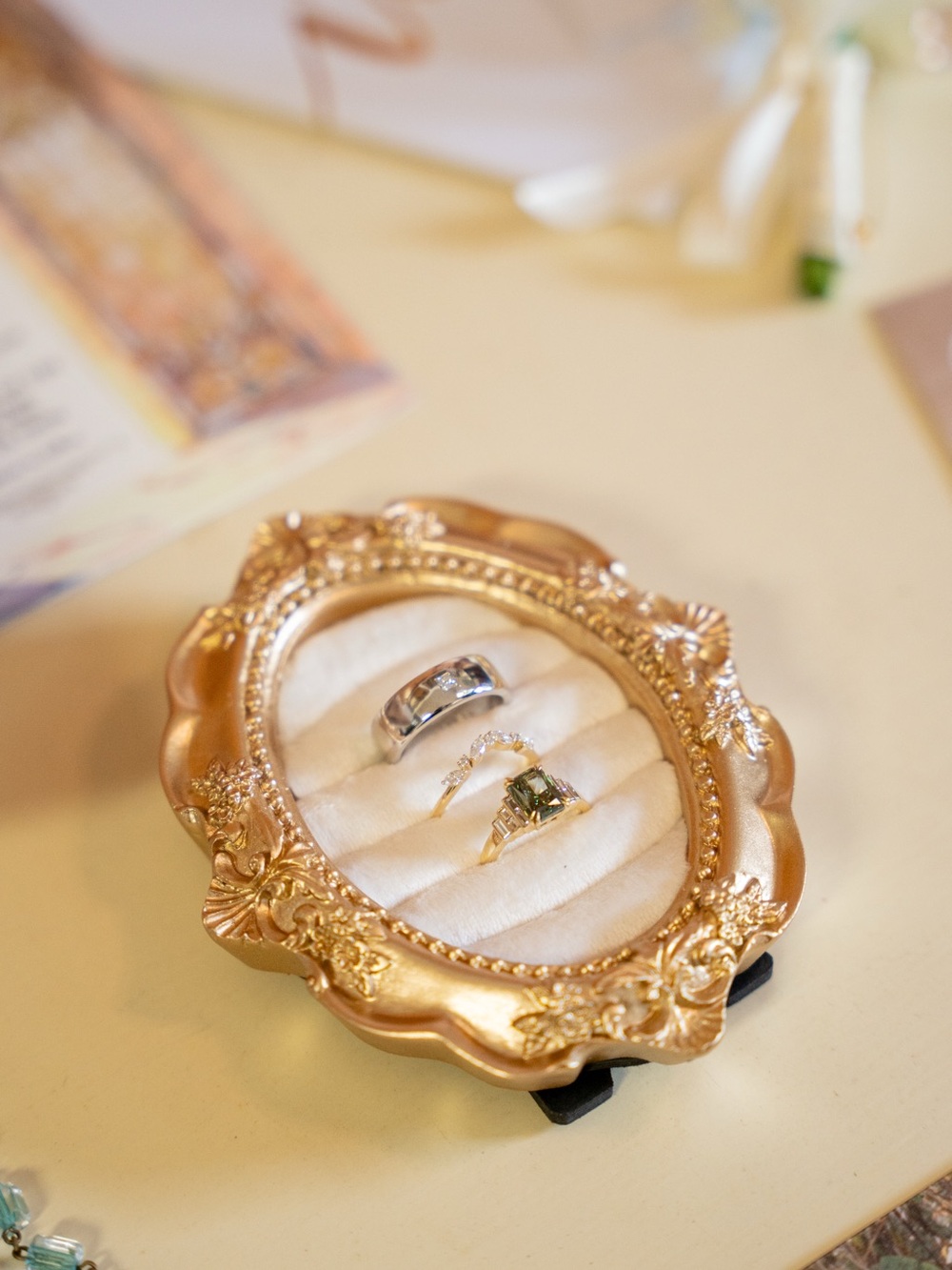 Gold Ornate Wedding Ring Display Frame